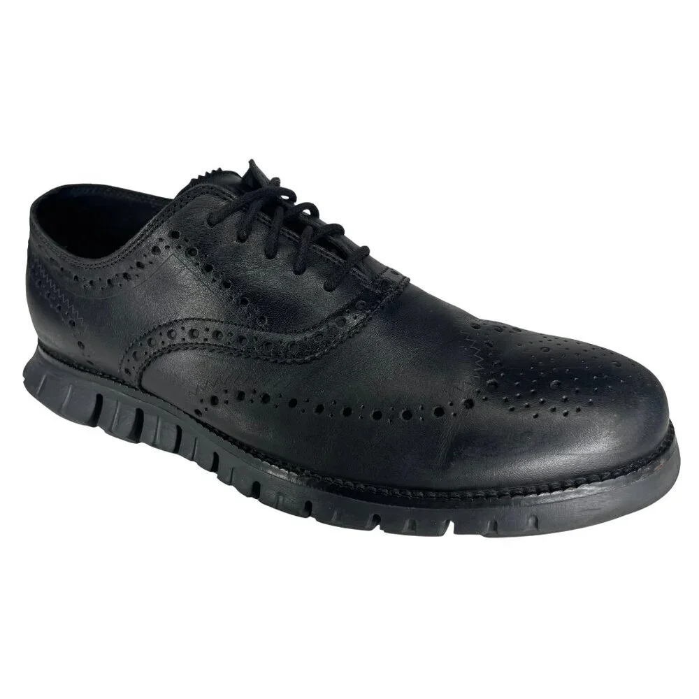 Cole Haan ZERØGRAND Black Leather Wingtip Oxfords Gorpcore Business Casual 9M
